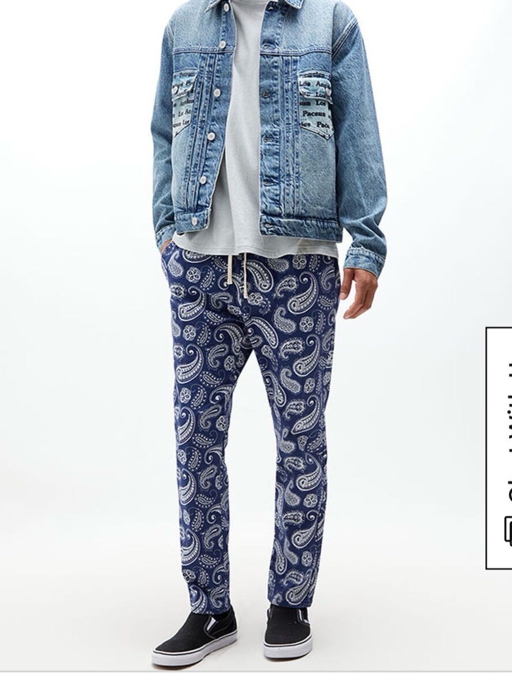 Pacsun Navy Paisley Cotton Drawstring Trousers Large